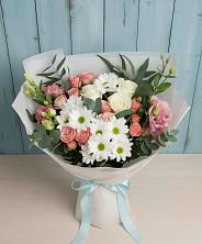 Букет цветов из:  Розы, Лизиантусы и Хризантемы в Ибреси