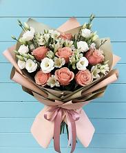 Букет цветов из:  Розы, Альстромерии и Лизиантусы в Ибреси