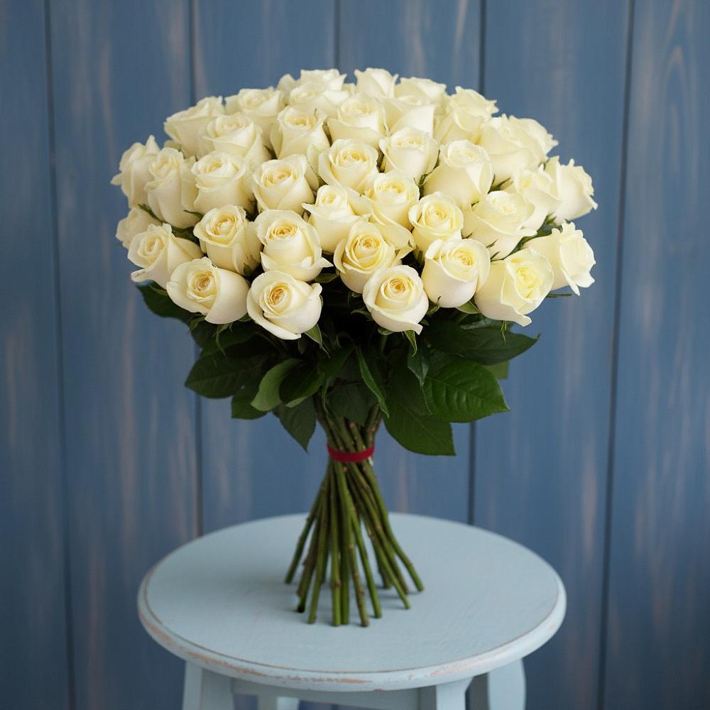 Букет 51 Белая роза Эдлесс Лав в Ибреси
