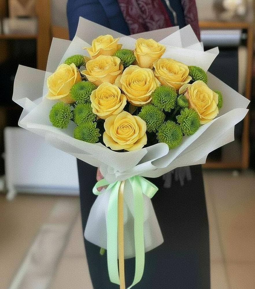 Букет цветов из: Хризантемы и Розы в Ибреси