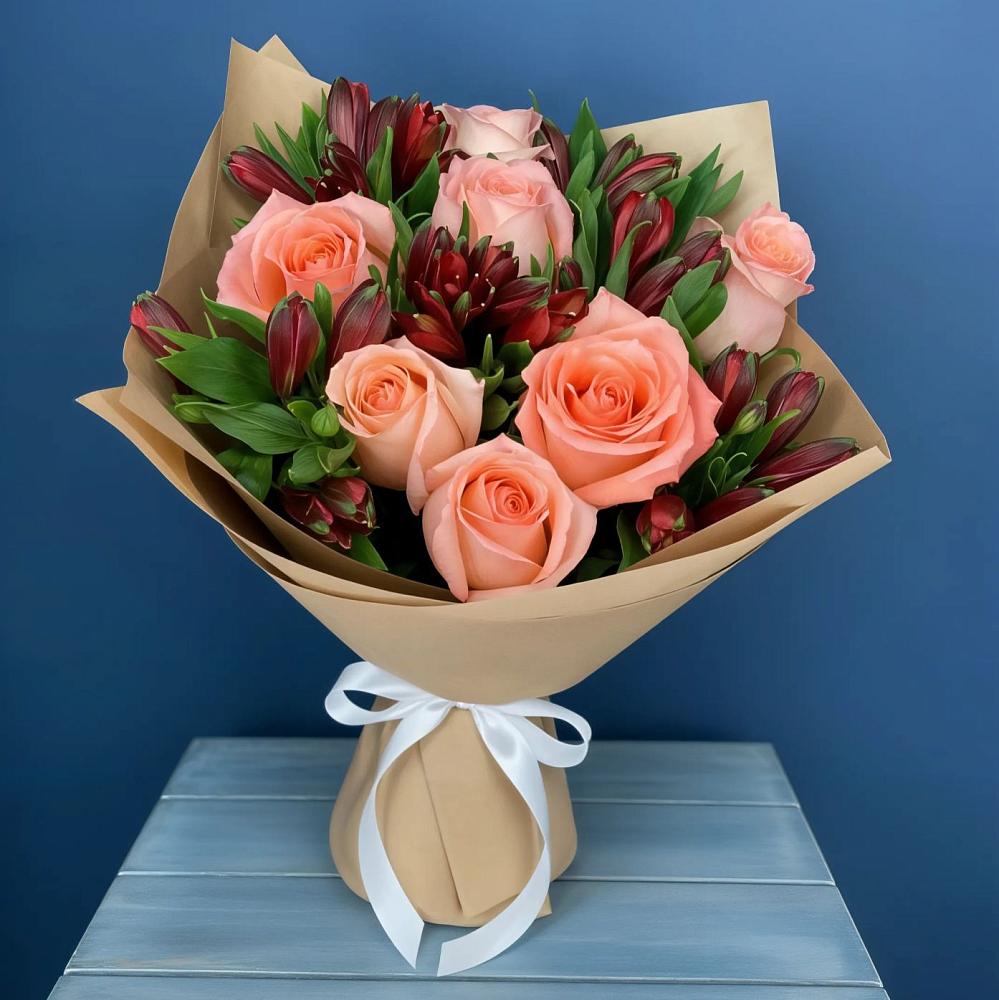 Букет цветов из: Розы и Альстромерии в Ибреси