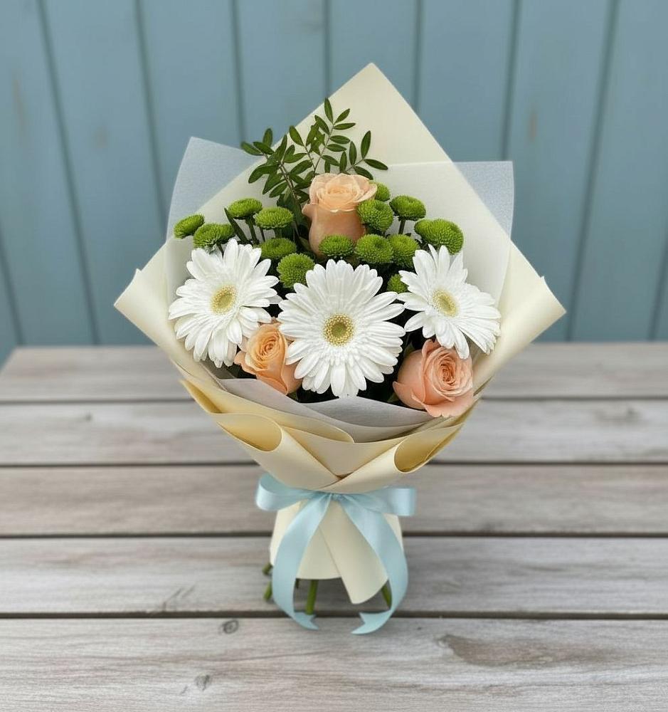 Букет цветов из: Герберы, Розы и Хризантемы в Ибреси