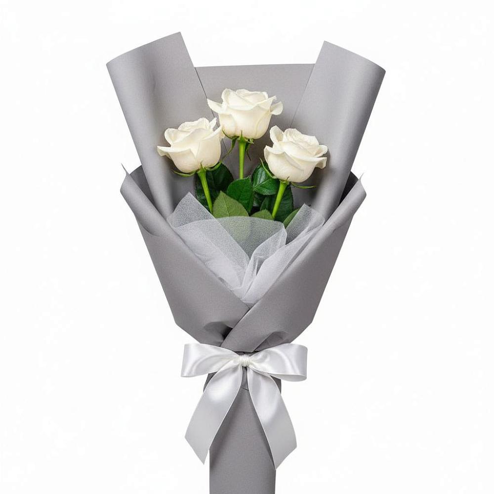 Букет 3 белые розы в Ибреси
