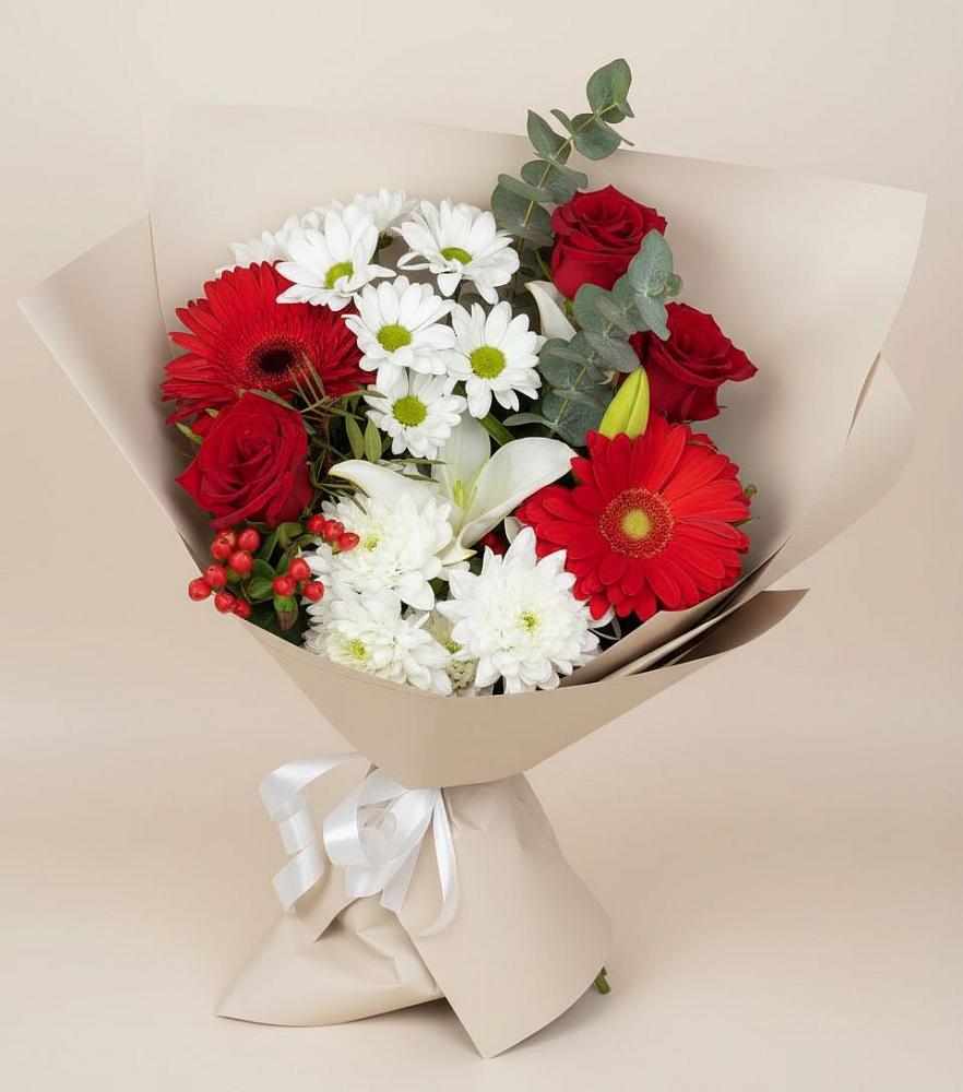 Букет цветов из: Розы, Хризантемы, Герберы и Лилии в Ибреси