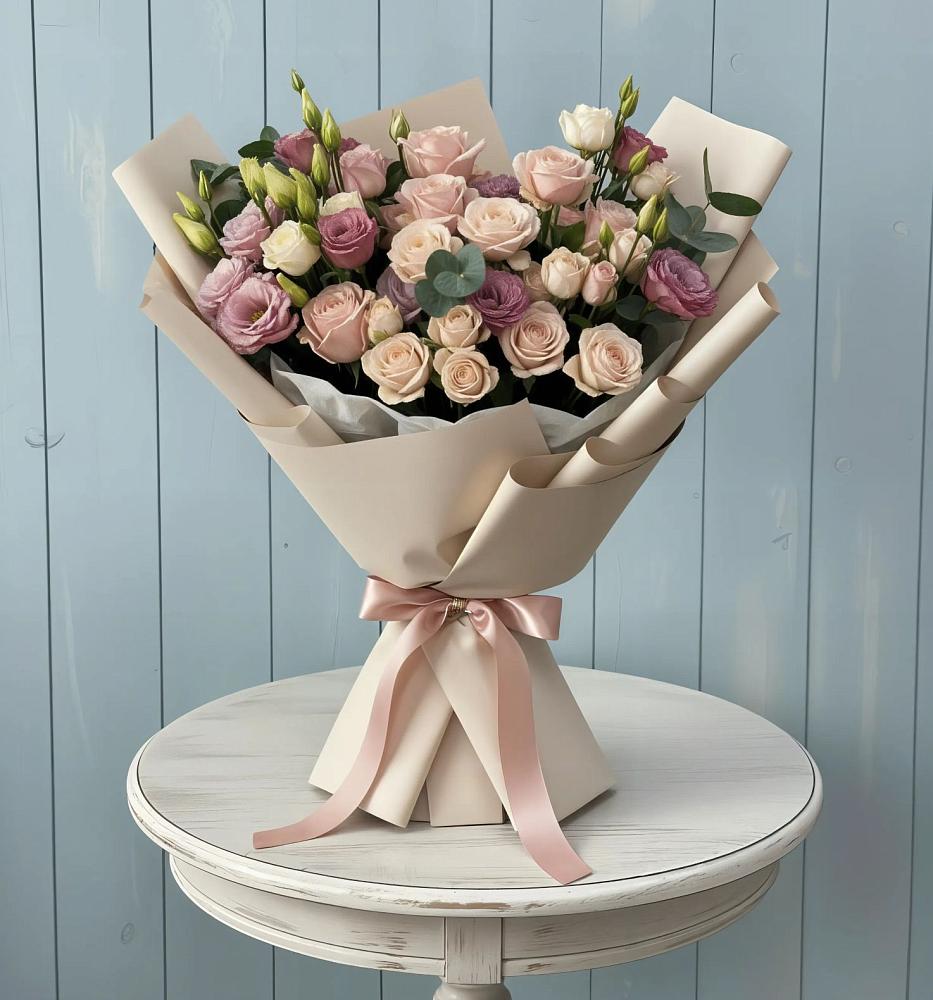 Букет цветов из: Розы и Лизиантусы в Ибреси