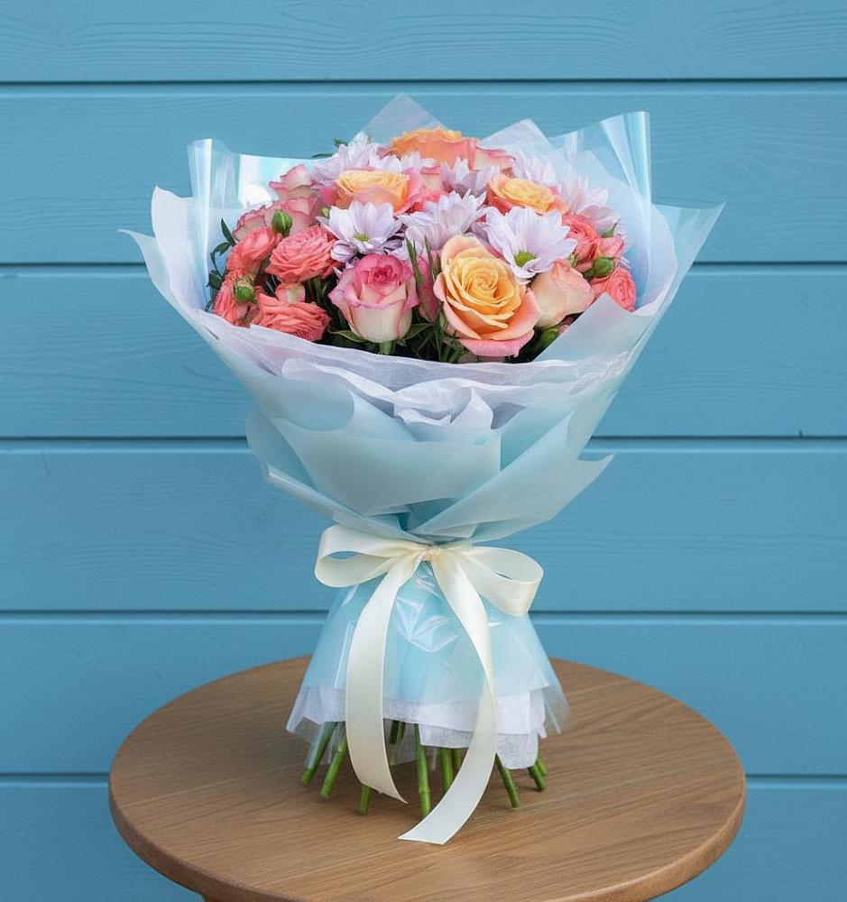 Букет цветов из: Хризантемы и Розы в Ибреси