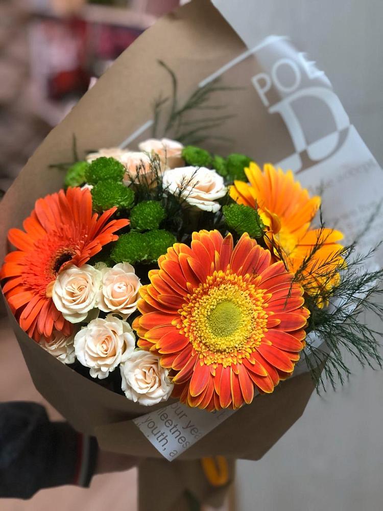 Букет цветов из: Герберы, Хризантемы и Розы в Ибреси